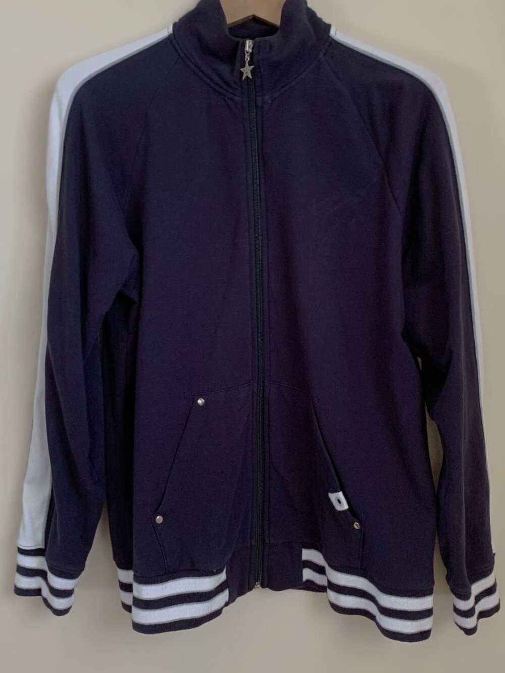 NY Laundry Track Jacket Full Zip Navy & White Women's Size XL
